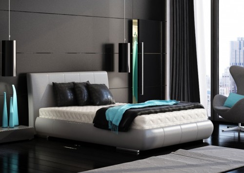 black-bedroom-turquoise-accents