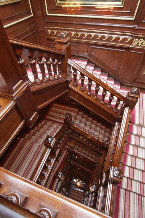 Striped runner on stairs