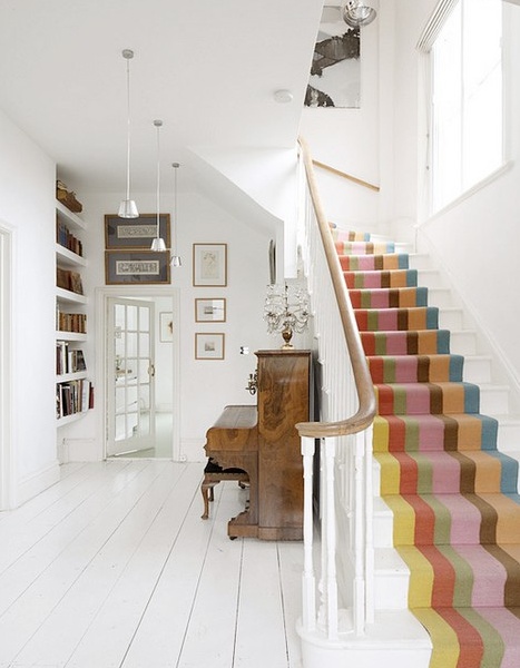 Colorful stripes on stairs