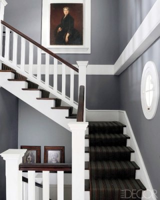 Dark striped runner on stairs