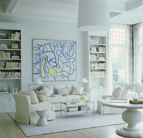 White design with colorful art