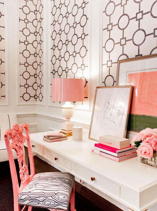 Pink and chocolate brown home desk
