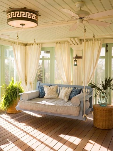 Porch with curtains