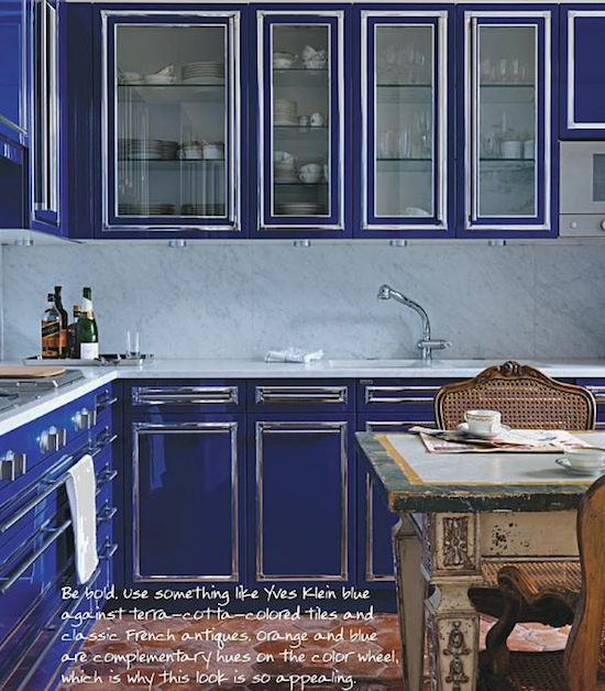 Bright blue cabinets