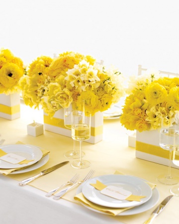 Yellow flowers in centerpiece